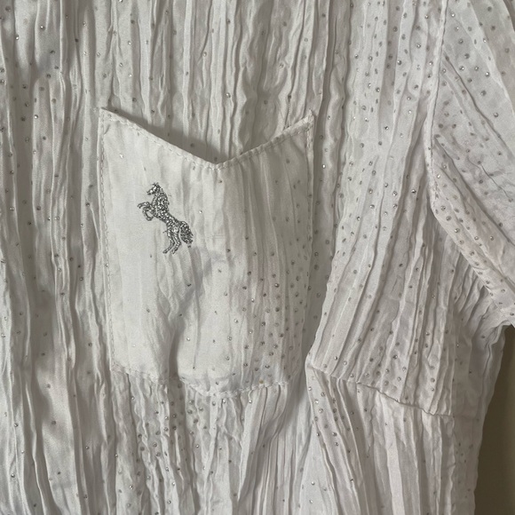 Cowgirl Up White Sparkle Button Up Western Shirt Size Medium - Picture 5 of 9